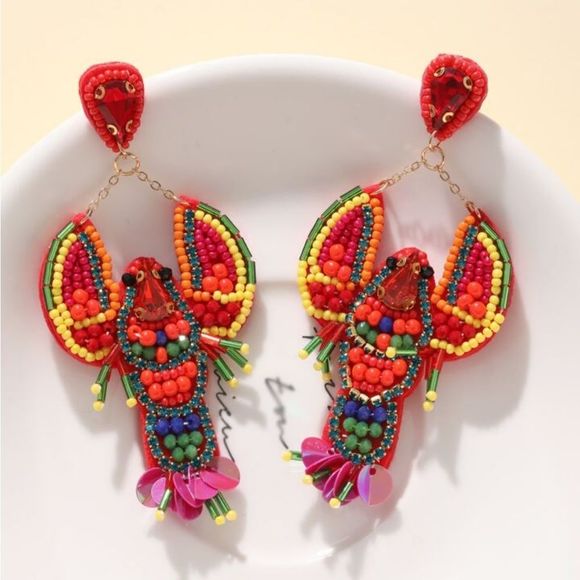 Anthropologie Jewelry - NEW Lobster Shaped Pendant Earrings